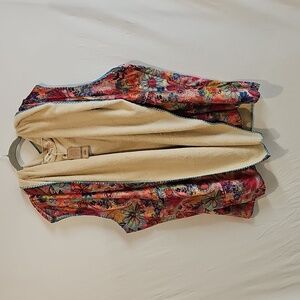 Natural Life Cozy Blanket Fleece Blanket Vest Hooded Sherpa Lined L/XL Boho